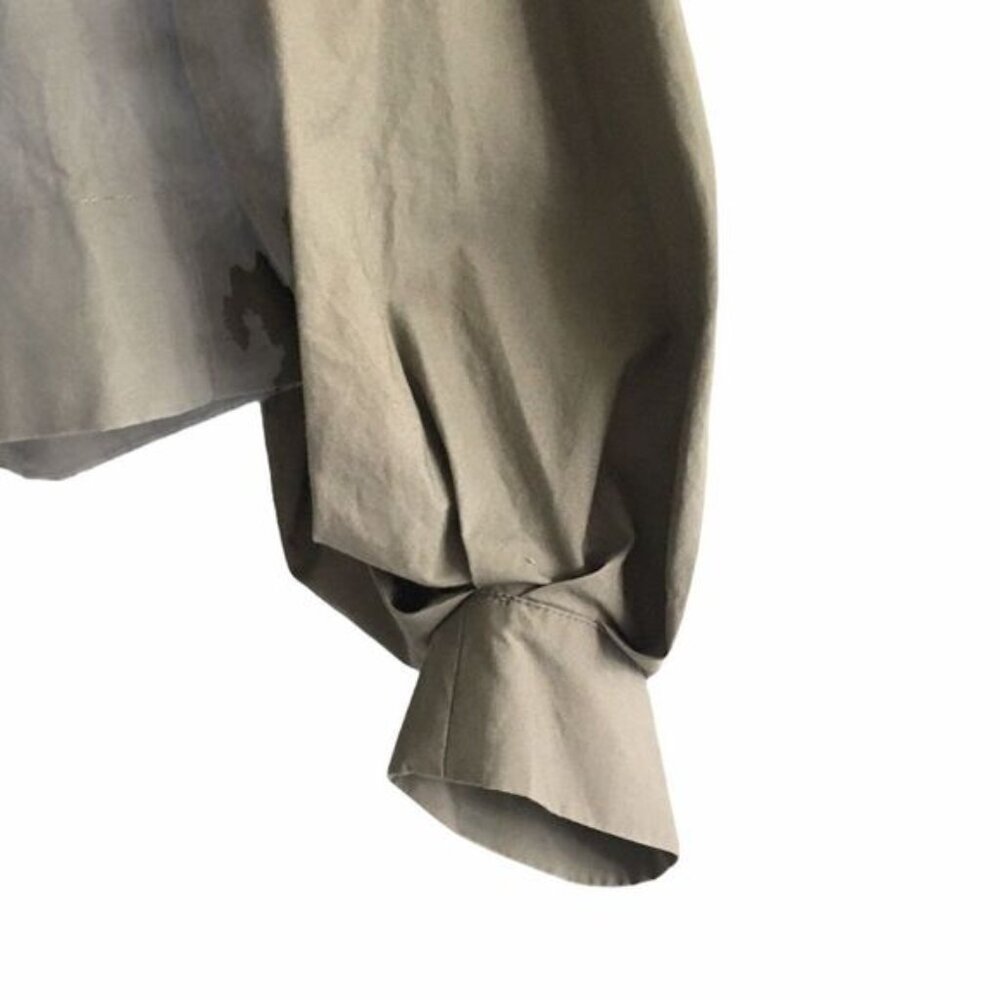 ARITZIA Cotton Cropped Blouse Balloon Sleeves Taupe S - Picture 4 of 6
